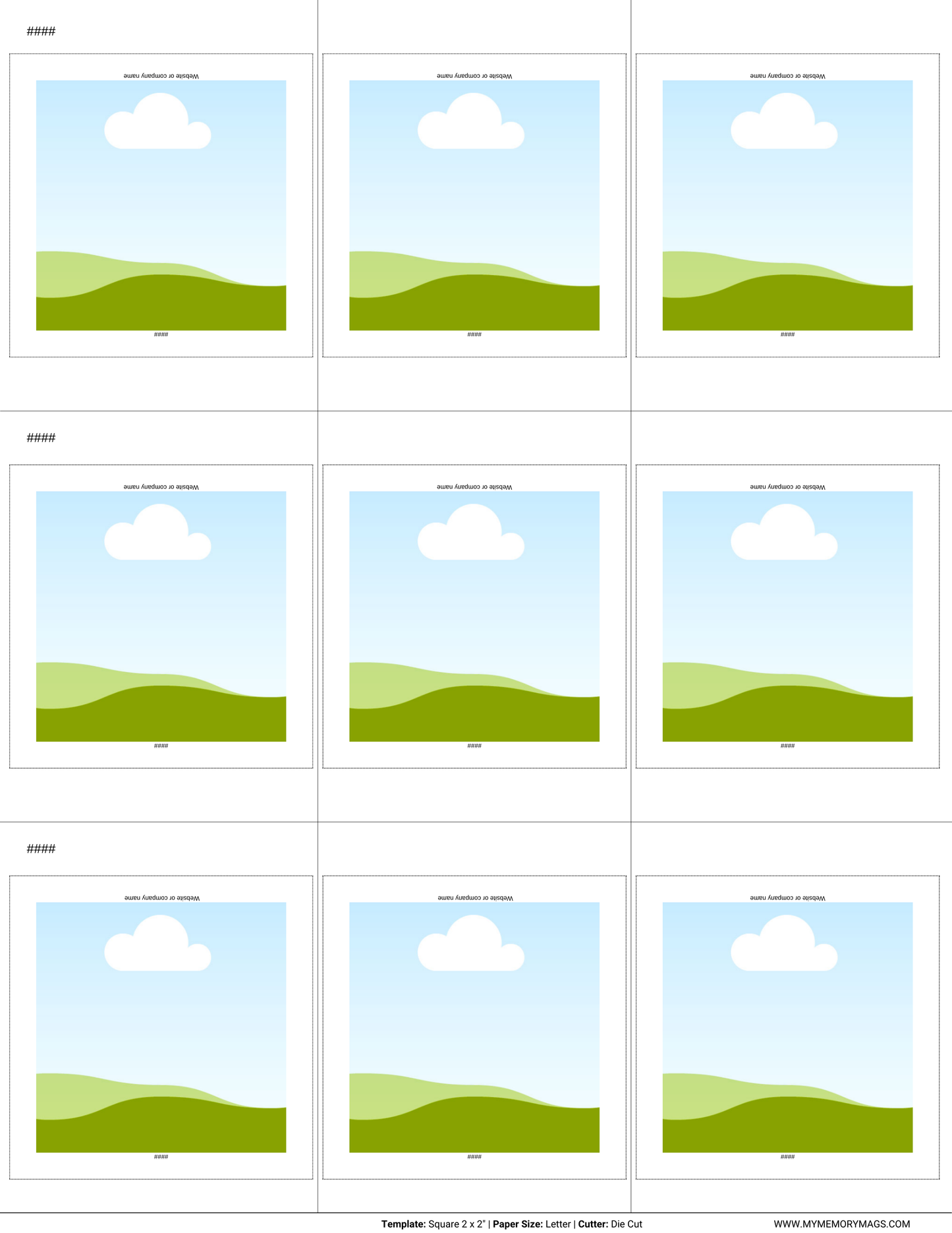 2x2 Sqaure Canva Template Die Cut